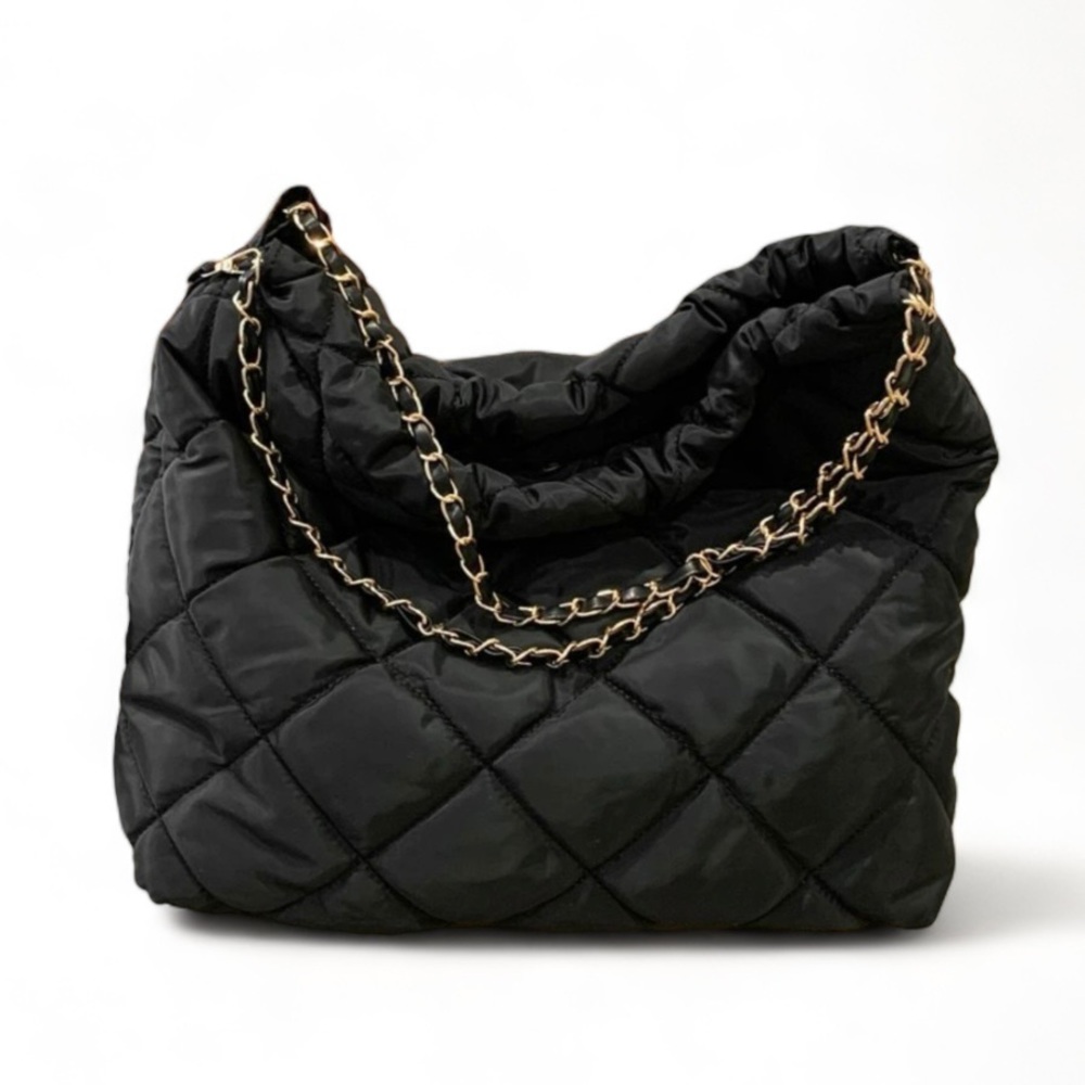 NWT Nylon Quilted Chain Shoulder Tote Bag With Coin Purse